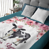 Personalized Baby Toddler Name Blanket-Farm Cow Animal